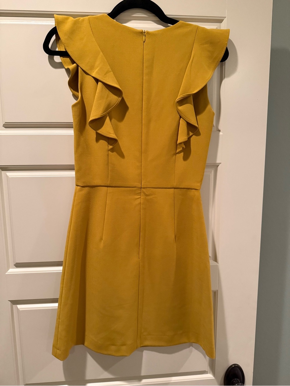 French Connection Women’s Mustard Ruffle V-Neck Dress - Picture 4 of 4